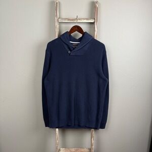 Banana Republic Navy Blue Shawl Cotton Longsleeve Sweater size Large, Men's‎